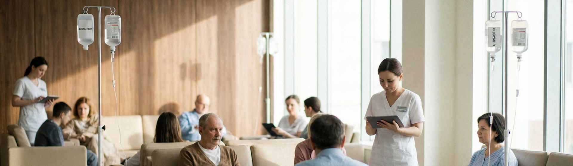 350-400 пациентов в месяц получают лечение в  Дневном стационаре противоопухолевой лекарственной терапии Онкодиспансера №2